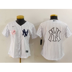 Women New York Yankees White Team Big Logo Cool Base Stitched Jersey 1