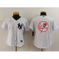 Women New York Yankees White Team Big Logo Cool Base Stitched Jersey 8