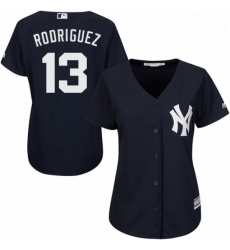 Womens Majestic New York Yankees 13 Alex Rodriguez Authentic Navy Blue Alternate MLB Jersey