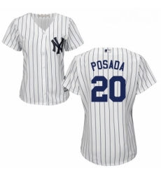 Womens Majestic New York Yankees 20 Jorge Posada Replica White Home MLB Jersey