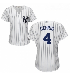 Womens Majestic New York Yankees 4 Lou Gehrig Replica White Home MLB Jersey