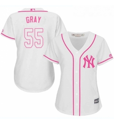 Womens Majestic New York Yankees 55 Sonny Gray Authentic White Fashion Cool Base MLB Jersey 