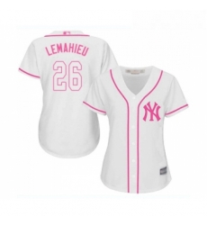 Womens New York Yankees 26 DJ LeMahieu Authentic White Fashion Cool Base Baseball Jersey 