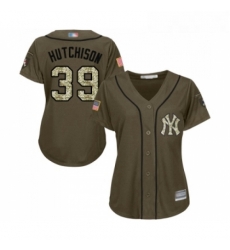 Womens New York Yankees 39 Drew Hutchison Authentic Green Salute to Service Baseball Jersey 