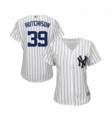 Womens New York Yankees 39 Drew Hutchison Authentic White Home Baseball Jersey 