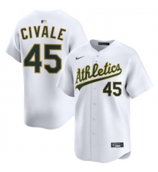 Men Athletics Nike Home Limited Custom Jersey White Civale Aaron 45