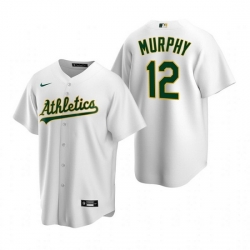 Men Oakland Athletics 12 Sean Murphy White Cool Base Stitched Jersey