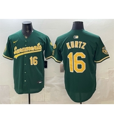 Men Oakland Athletics  16 Nick Kurtz 2026 Green Alternate Sacramento Celebrating 125 Years Vapor Limited Stitched Baseball Jersey