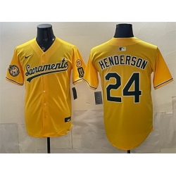 Men Oakland Athletics  24 Rickey Henderson 2026 Yellow Alternate Sacramento Celebrating 125 Years Vapor Limited Stitched Baseball Jersey