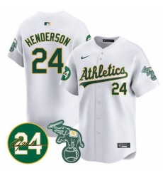 Men Oakland Athletics 24 Ricky Henderson White 2024 Home Limited With Patch Stitched Jersey