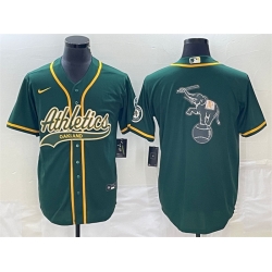 Men Oakland Athletics Green Team Big Logo Cool Base Stitched Baseball Jersey 001