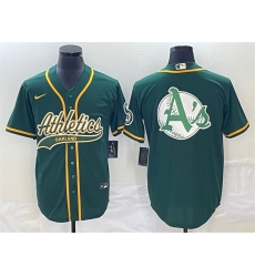 Men Oakland Athletics Green Team Big Logo Cool Base Stitched Baseball Jersey 003