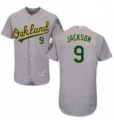 Mens Majestic Oakland Athletics 9 Reggie Jackson Grey Road Flex Base Authentic Collection MLB Jersey