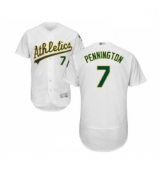 Mens Oakland Athletics 7 Cliff Pennington White Home Flex Base Authentic Collection Baseball Jersey