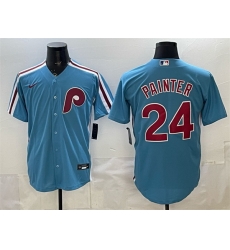 Men Philadelphia Phillies  24 Andrew Painter Blue Cool Base Stitched Jersey