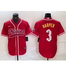 Men Philadelphia Phillies 3 Bryce Harper Red 2024 City Connect Stitched Jersey