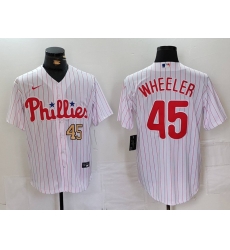 Men Philadelphia Phillies 45 Zack Wheeler White Cool Base Stitched Jersey 2