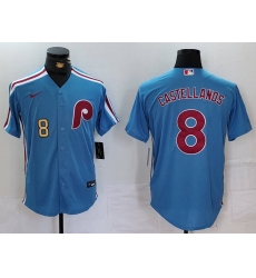 Men Philadelphia Phillies 8 Nick Castellanos Blue Cool Base Stitched Jersey 2