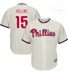 Mens Majestic Philadelphia Phillies 15 Dave Hollins Replica Cream Alternate Cool Base MLB Jersey