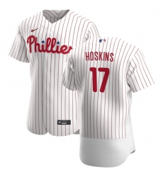 Philadelphia Phillies 17 Rhys Hoskins Men Nike White Home 2020 Authentic Player MLB Jersey