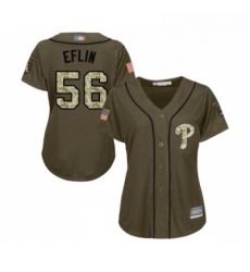 Womens Philadelphia Phillies 56 Zach Eflin Authentic Green Salute to Service Baseball Jersey 