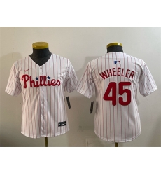 Youth Philadelphia Phillies 45 Zack Wheeler White Limited Stitched Jersey Youth Philadelphia Phillies 45 Zack Wheeler White Limited Stitched Jersey