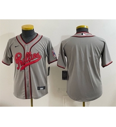 Youth Philadelphia Phillies Blank Gray 2026 Field of Dreams Stadium Stitched Baseball Jersey Youth Philadelphia Phillies Blank Gray 2026 Field of Dreams Stadium Stitched Baseball Jersey