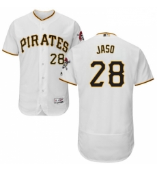 Mens Majestic Pittsburgh Pirates 28 John Jaso White Home Flex Base Authentic Collection MLB Jersey