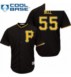 Mens Majestic Pittsburgh Pirates 55 Josh Bell Replica Black Alternate Cool Base MLB Jersey 