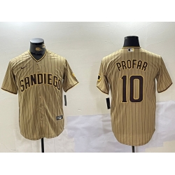 Men San Diego Padres 10 Jurickson Profar Tan Cool Base Stitched Baseball Jersey 7