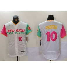 Men San Diego Padres 10 Jurickson Profar White City Connect Cool Base Stitched Baseball Jersey 3