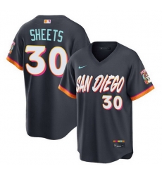 Women San Diego Padres  30 Gavin Sheets Obsidian 2026 City Connect Stadium Stitched Baseball Jersey