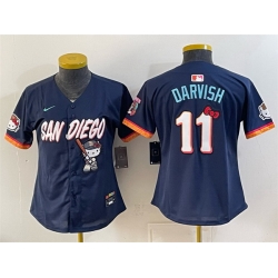 Youth San Diego Padres X Hello Kitty  11 Yu Darvish Obsidian 2026 City Connect Stadium Stitched Baseball Jersey