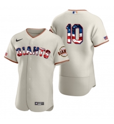 Men San Francisco Giants 10 Evan Longoria Men Nike Cream Fluttering USA Flag Limited Edition Flex Base MLB Jersey