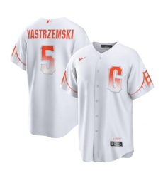 Men San Francisco Giants 5 Mike Yastrzemski White City Connect Cool Base Stitched Baseball Jersey