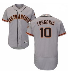 Mens Majestic San Francisco Giants 10 Evan Longoria Grey Road Flex Base Authentic Collection MLB Jersey