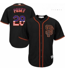 Mens Majestic San Francisco Giants 28 Buster Posey Replica Black USA Flag Fashion MLB Jersey