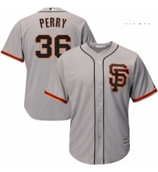 Mens Majestic San Francisco Giants 36 Gaylord Perry Replica Grey Road 2 Cool Base MLB Jersey