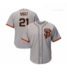 Mens San Francisco Giants 21 Stephen Vogt Replica Grey Road 2 Cool Base Baseball Jersey 