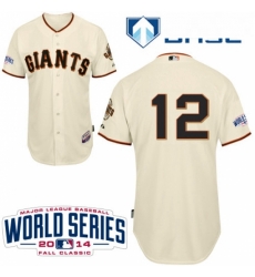 Youth Majestic San Francisco Giants 12 Joe Panik Replica Cream Home Cool Base w2014 World Series Patch MLB Jersey