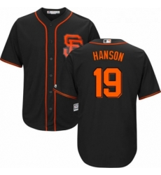 Youth Majestic San Francisco Giants 19 Alen Hanson Authentic Black Alternate Cool Base MLB Jersey 