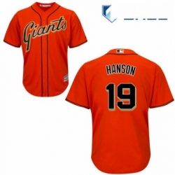 Youth Majestic San Francisco Giants 19 Alen Hanson Authentic Orange Alternate Cool Base MLB Jersey 