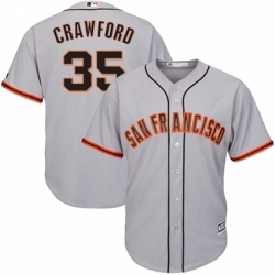 Youth Majestic San Francisco Giants 35 Brandon Crawford Replica Grey Road Cool Base MLB Jersey