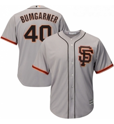 Youth Majestic San Francisco Giants 40 Madison Bumgarner Replica Grey Road 2 Cool Base MLB Jersey