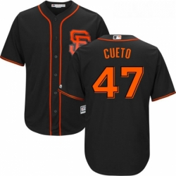 Youth Majestic San Francisco Giants 47 Johnny Cueto Replica Black Alternate Cool Base MLB Jersey