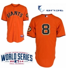 Youth Majestic San Francisco Giants 8 Hunter Pence Replica Orange Alternate Cool Base 2014 World Series Patch MLB Jersey