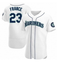 Men Nike Seattle Mariners 23 Ty France White Cool Base Stitched Jersey