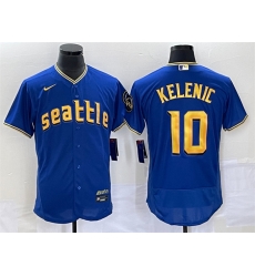 Men Seattle Mariners 10 Jarred Kelenic Royal 2023 City Connect Flex Base Stitched Jersey