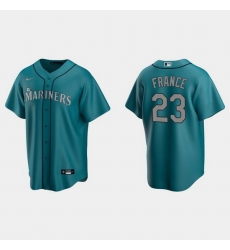 Men Seattle Mariners 23 Ty France Aqua Cool Base Stitched Jersey