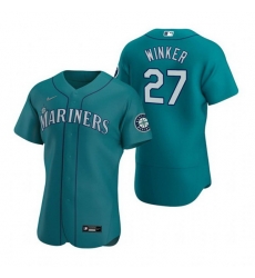 Men Seattle Mariners 27 Jesse Winker Aqua Flex Base Stitched jersey